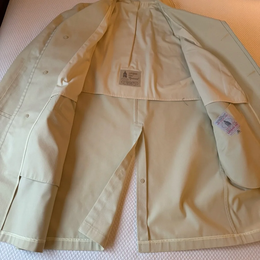 Vintage London Fog‎ Men's Maincoats Raincoat Trench Coat Creme 40R Classic USA
